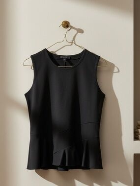 J Crew Black Sleeveless Peplum Pullover Top Size S